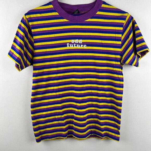Odd Future OFWGKTA Short Sleeve Embroidered Striped T-Shirt Size Small S - Picture 1 of 4